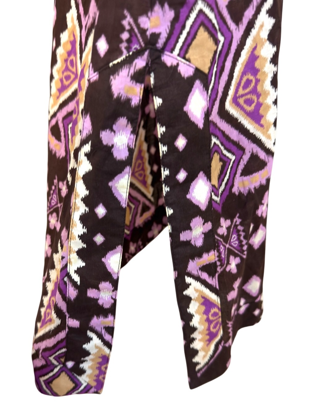 Tory Burch Printed Tunic Dress Purple Brown Geometric Embroidered Neck Size 4 - Picture 8 of 9
